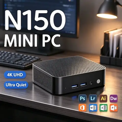 Intel N150 Windows Mini PC 2026 16GB RAM 1TB M.2 SSD 60Hz 4K HD Portable Gaming Mini Desktop Computer Fast Home Office Gaming PC