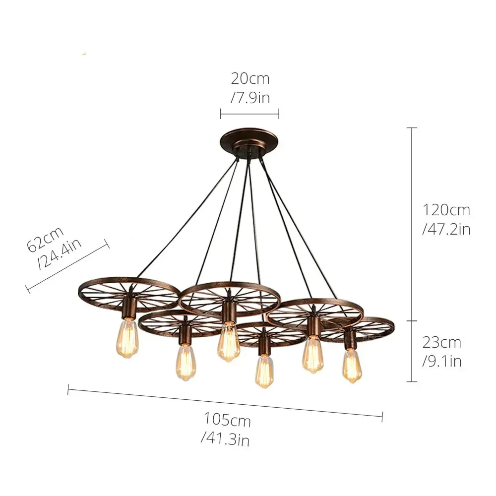 حار بيع الأمريكية خمر عجلة علوي قلادة ضوء الإبداعية شخصية أضواء الصناعية اديسون لمبة مصباح لغرفة المعيشة #3