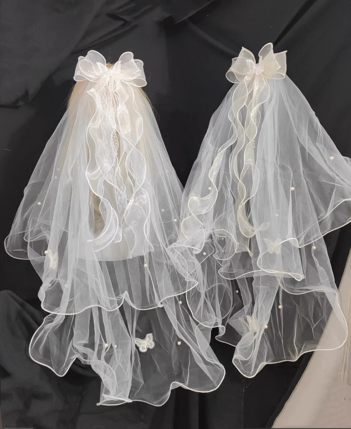 

Fashionable Handmade Lolita Floral Wedding Veil Certified Super Fairy Bride's Wedding Photo Prop Big Bow Elegant Headpiece