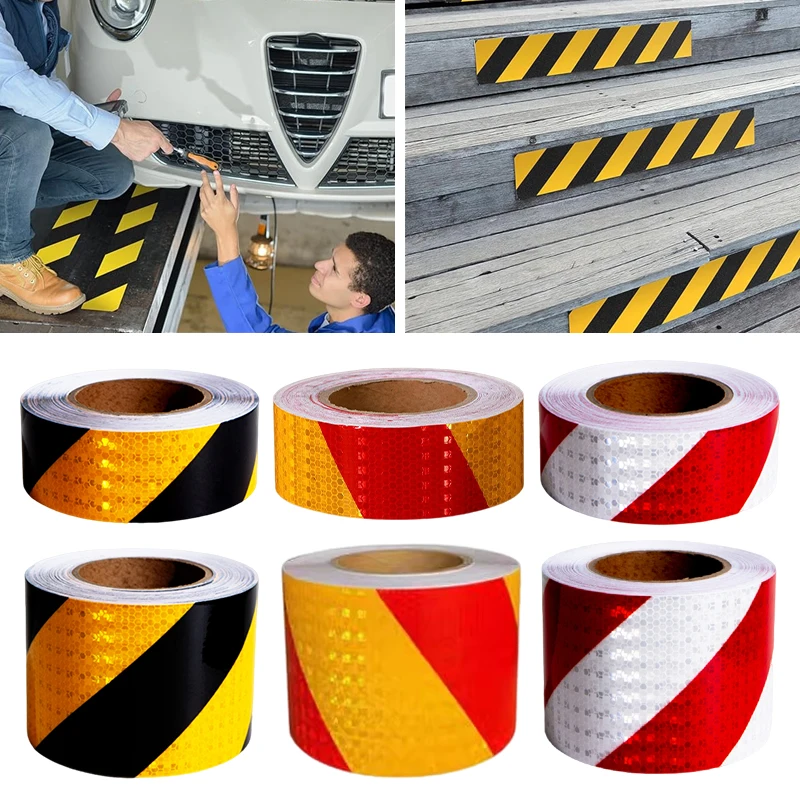 

25m Black Yellow Reflective Tape Sticker Self-adhesive Car Safety Warning Reflective Film Truck Tape Road Marking Tape