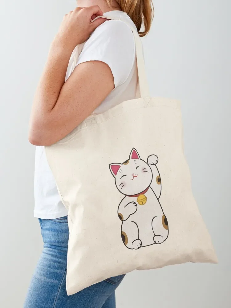 Maneki Neko Lucky Cat Tote Bag حمل حقيبة تسوق حقيبة لطيفة من القماش