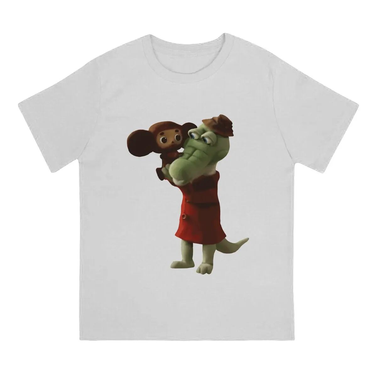 Gena Cheburashka Russian Cartoon Polyester T Shirt Grunge Crewneck TShirt Harajuku Clothes