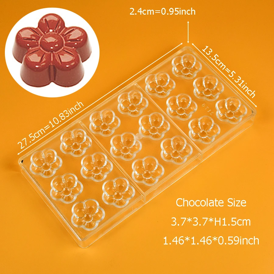 Chocolate Mold Polycarbonate Flowers Cherry Blossoms Candy Plastic for Baker Confectionery Pans Tray Baking Pastry Tools