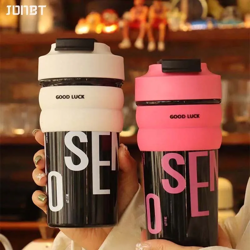 

550ML Tritan Plastic Sports Water Bottle For Girls Large Capacity Double Drinking Coffee Mugs Portable Car Anti Drop Straw Cup