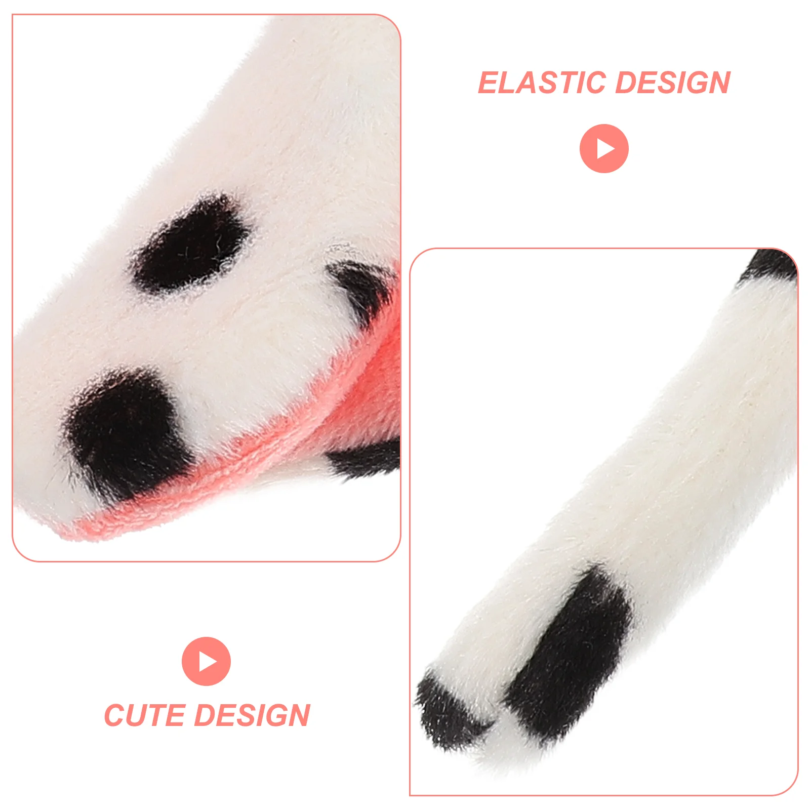 Fascia per cani da cartone animato Panno bianco Orecchie dalmata Design elastico Puntelli per foto Carino Morbido leggero Bambini Adulti Festa Cosplay