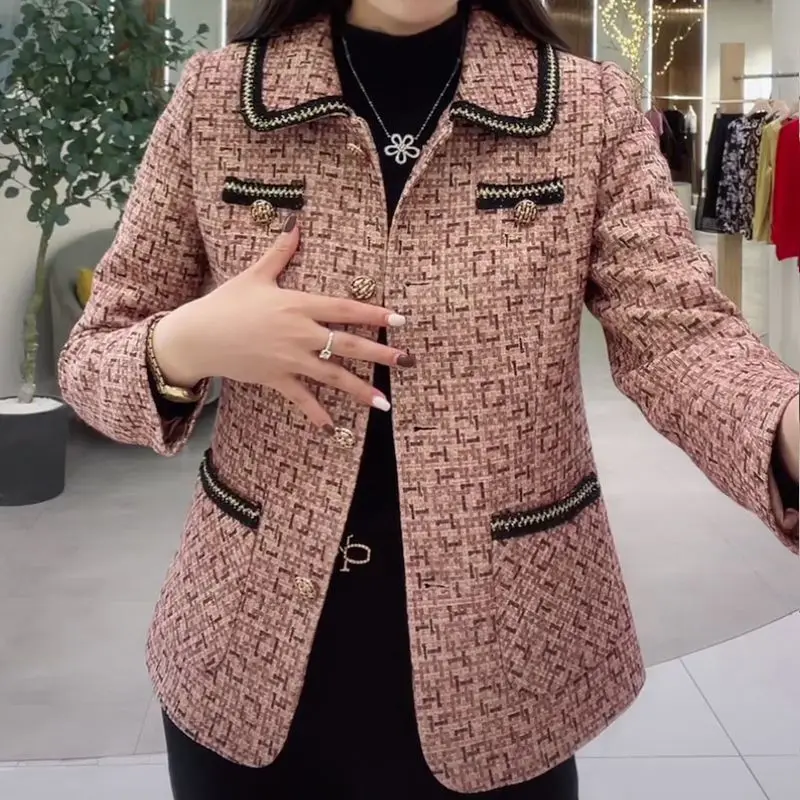 Autumn Small Fragrance Loose Coat Women New Foreign Style Age Reducing Belly Covering Coat Mother\'s Coat Female Woolen Jacket