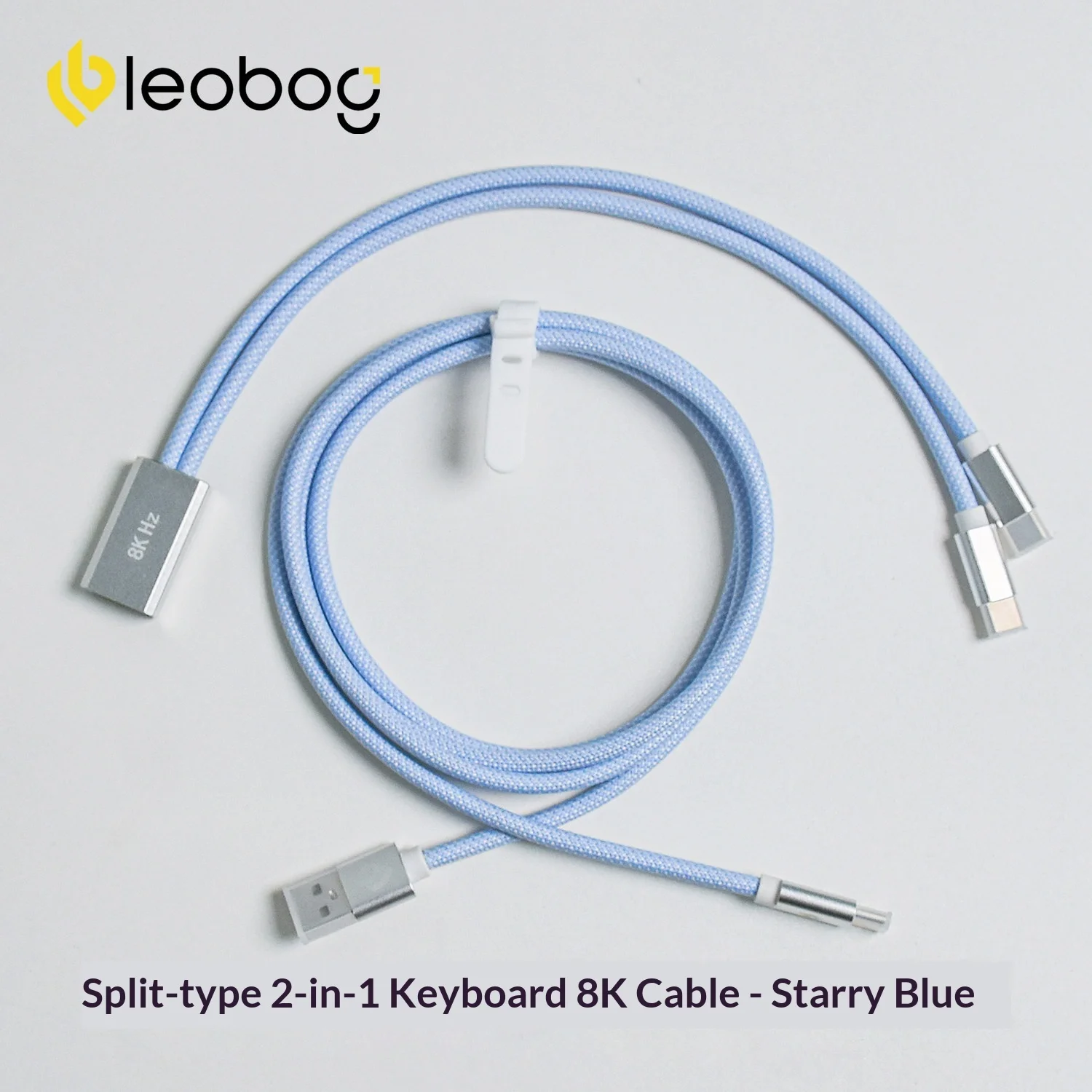 LEOBOG 1 To 2 Split Custom Mechanical Keyboard Cable 8K Hz Type C Braided Nylon Cord With Metal Connector For Custom Keyboard