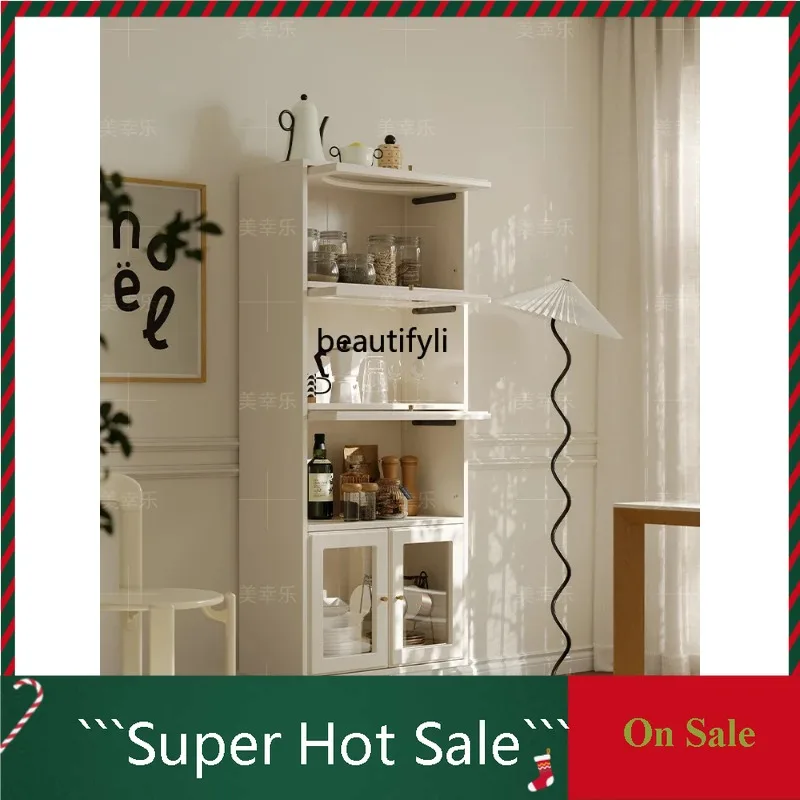 A506  Solid wood display cabinet with glass door, side of household living room TV cabinet, arched storage cabinet
