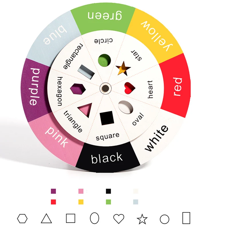 Kleurvormsorteerder Houten kleursorteerspeelgoed Engelse woorden Leren interactief wiel Vroege educatieve cadeaus voor thuis Kleuterschool