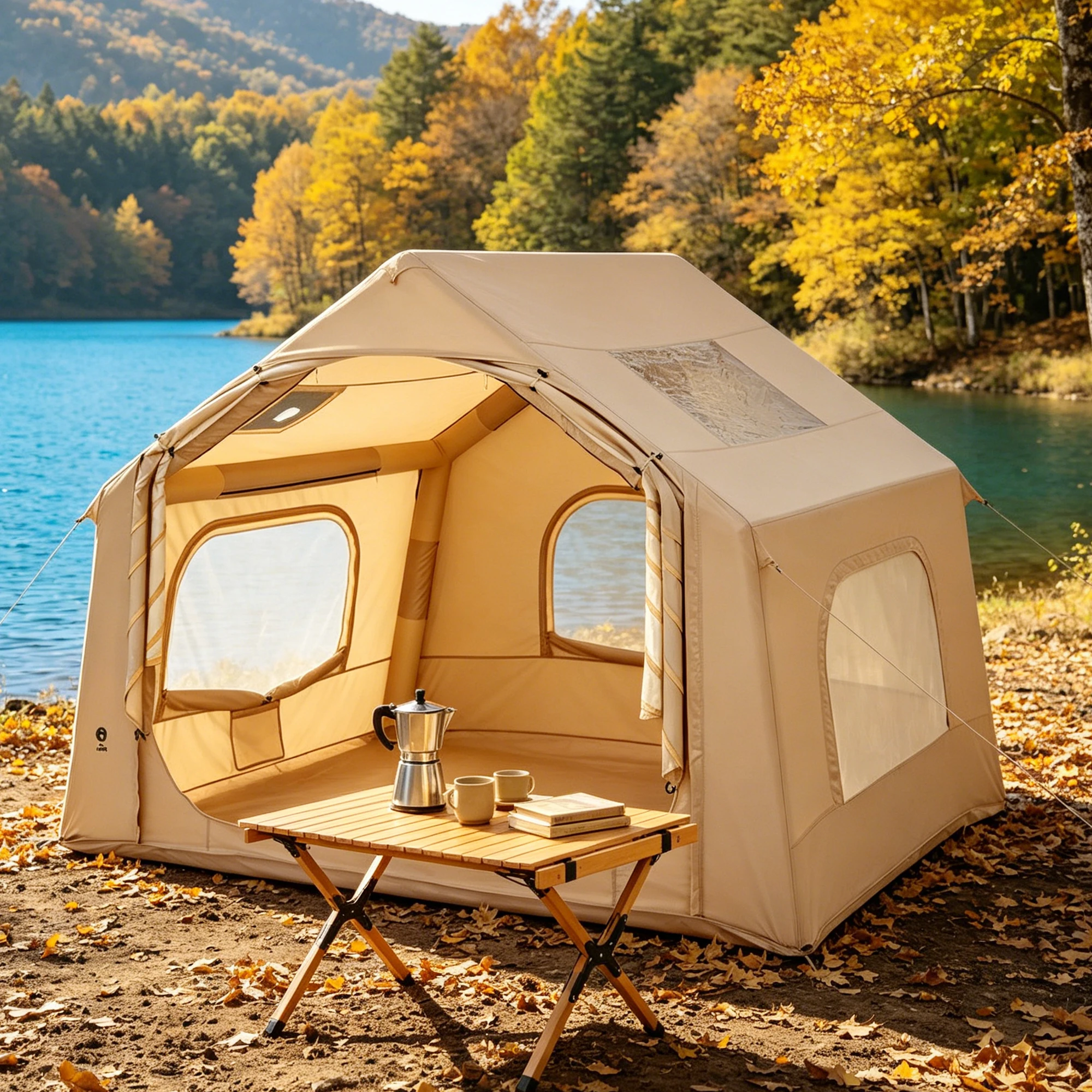 Spacious Inflatable Camping Tent for 4-6 Adults – Large Portable Outdoor Shelter with Hand Pump – Quick Set Up, Waterproof & Weather-Resistant – Family Tent
