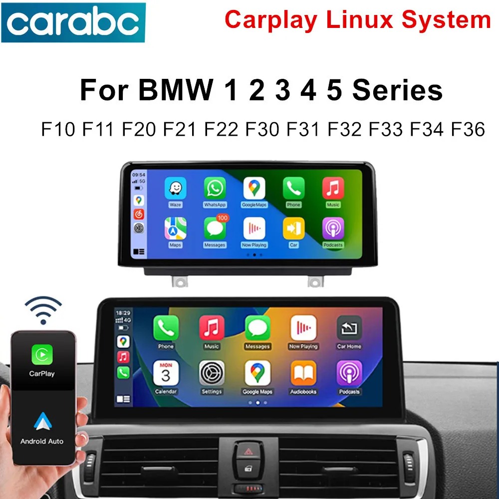 CARABC Wireless Carplay Android Auto Car Multimedia Video GPS Navigation Touch Screen For BMW F10 F11 F20 F21 F22 F30 F31 NBT