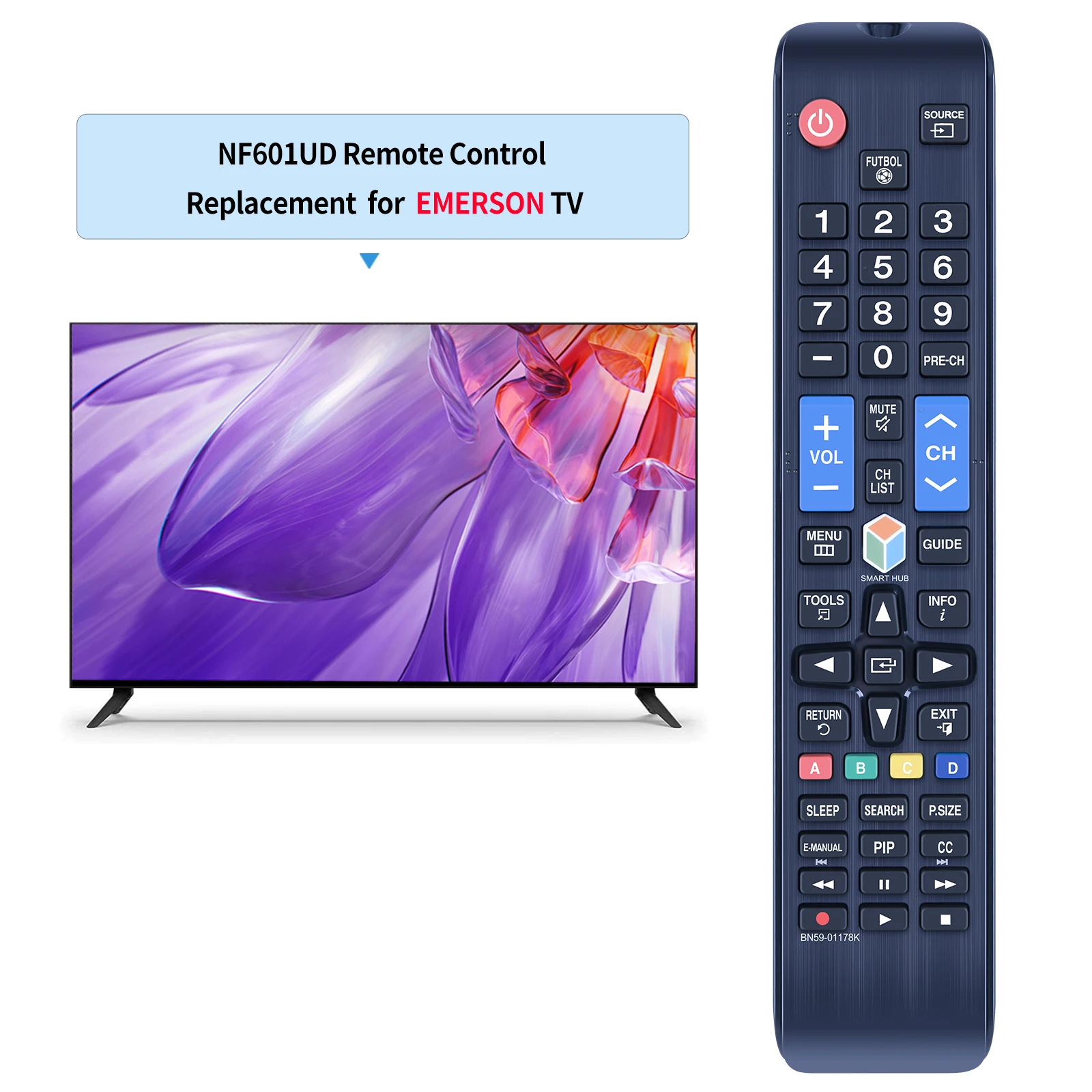 BN59-01178K New Replacement for Samsung TV LED HDTV Remote Control for UN32H4303AH UN55ES6100 Fernbedienung