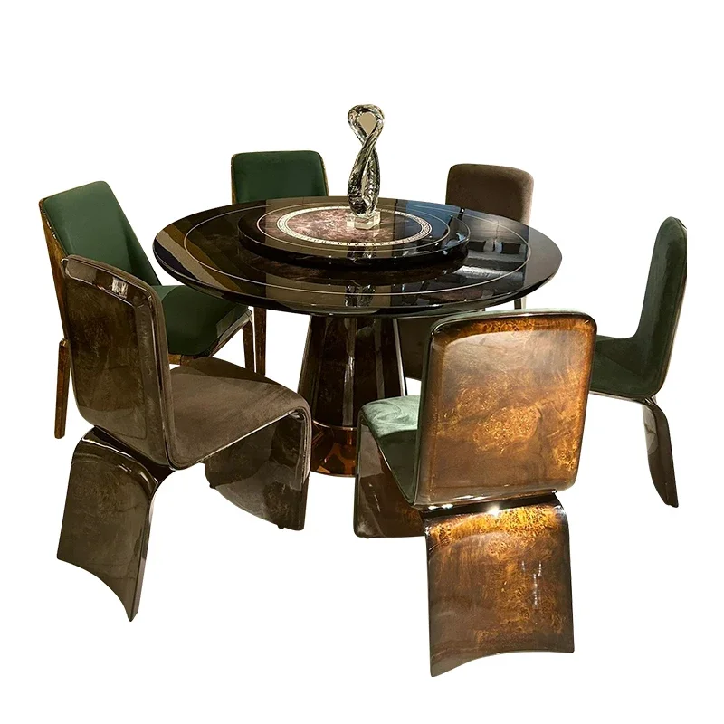 

Light luxury modern villa restaurant household dining table, turntable round dining table, tree tumor designer round table