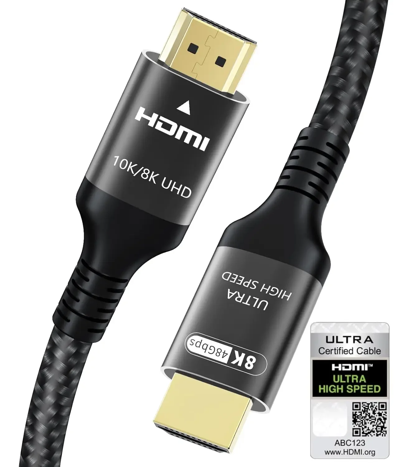 

Certified HDMI 2.1 Cable 10ft, 48Gbps Ultra High Speed with Ethernet, Supports 10K/8K/4K for Gaming and Home Theater