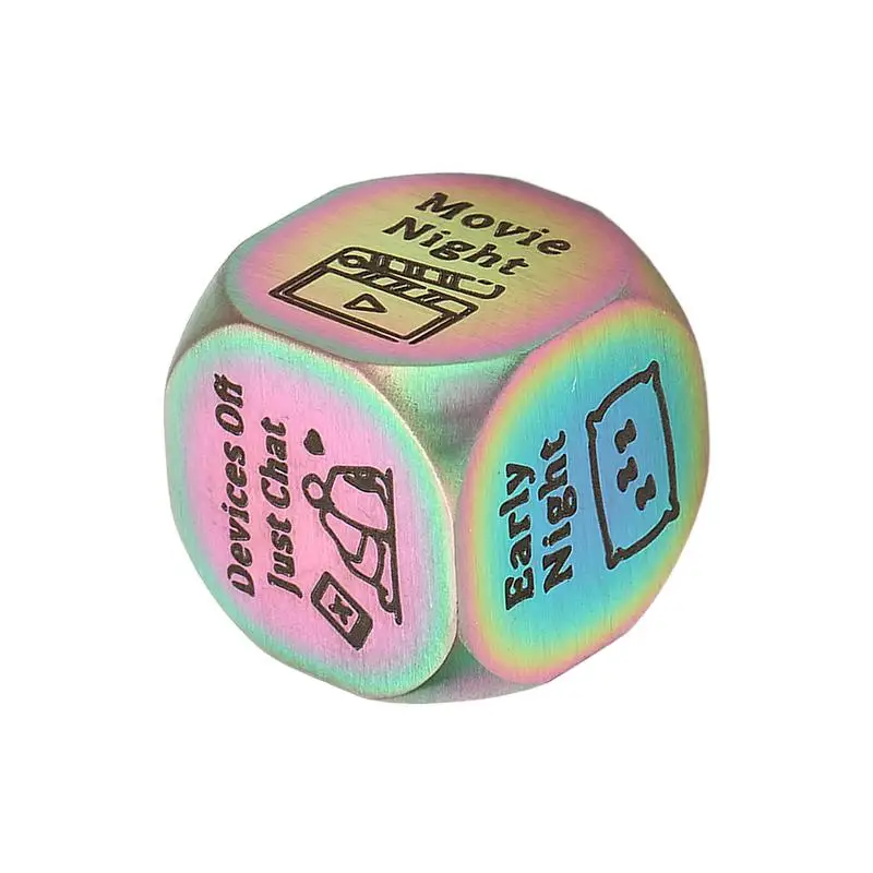 

Игра в кости Decision, игра в кости на День святого Валентина, нержавеющая сталь, забавные ночные кости с датой, креативный декодер костей для свиданий, интерактивные ночные свидания