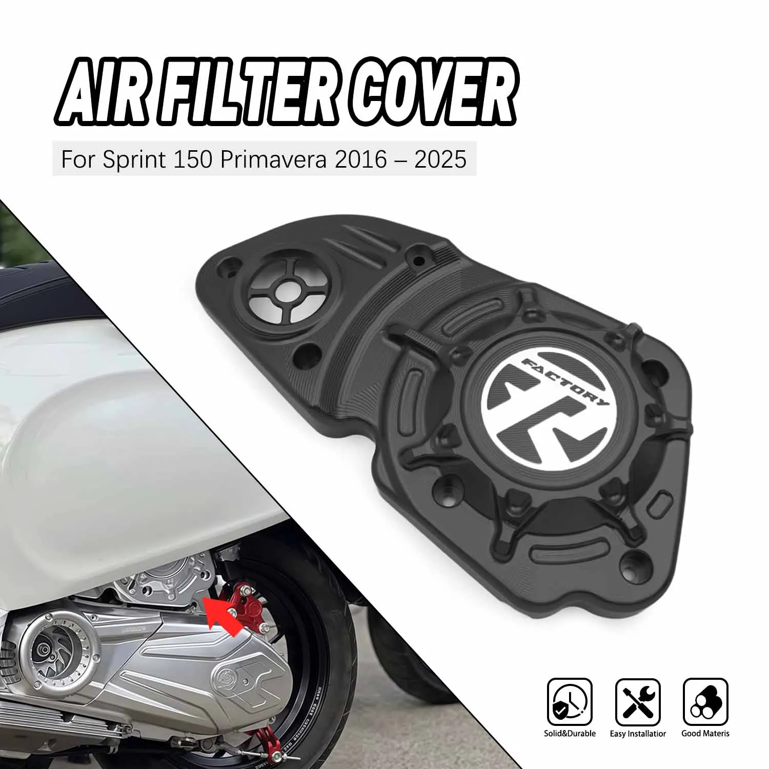 

For Vespa Sprint 150 Primavera 150 2016-2024 2025 Motorcycle Parts Air Filter Cover Air Elements Guard Protector