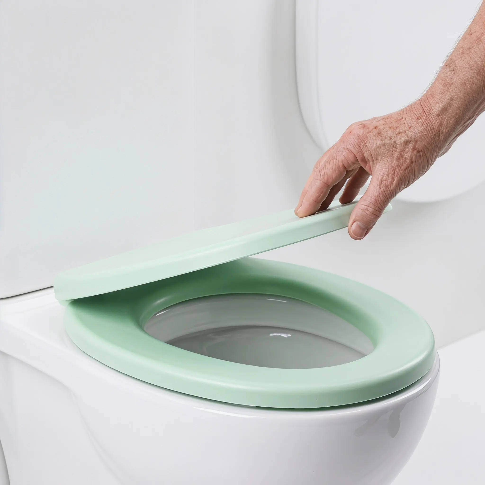 Soft Close Oval Toilet Seat Noise Free Quick Release Hinge Thick Foam Cushion Silent Lid Cover Light Green Bathroom