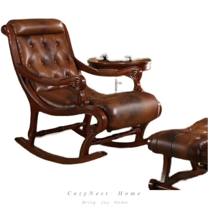 For solid wood rocking chair recliner middle-aged and elderly rocking chair lazy sofa leisure balcony living room bedroom happy
