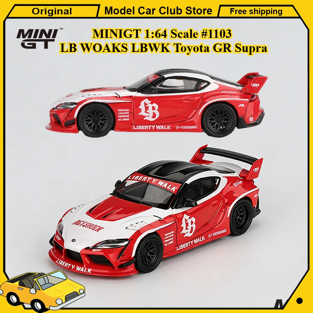 

MINIGT 1:64 Scale #1103 LB WOAKS LBWK Toyota GR Supra Red White Rexy Roxy Pop Race Miniature Diecast Alloy Car Model Hobby Toys