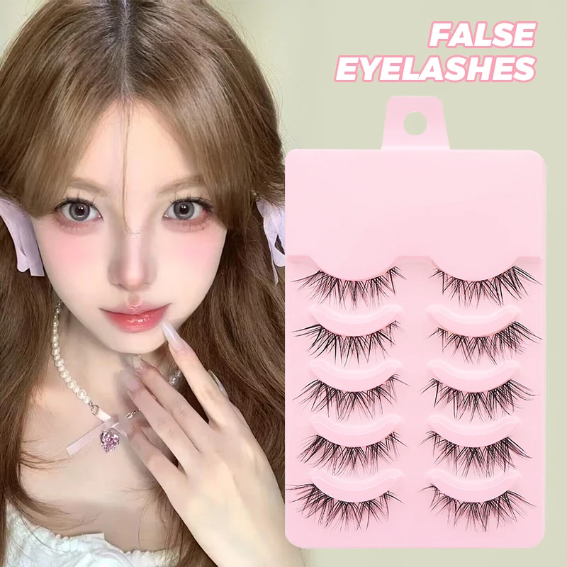 DINGSEN Natural Lashes 3D 5 pairs Anime Lash Manga Eyelashes Soft Cross Wispy Natural Eyelash Extension Makeup False Eyelashes