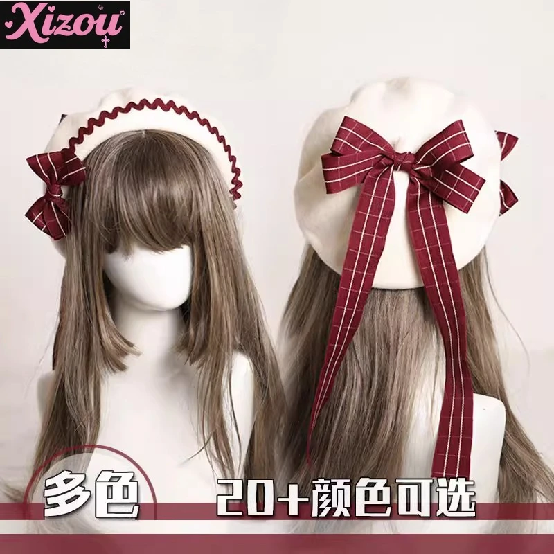 

Japanese Sweet Cute Beret Soft Girl Showing Face Small Round Face Original JK Uniform Accessories Painter Hat Female Winter Cute