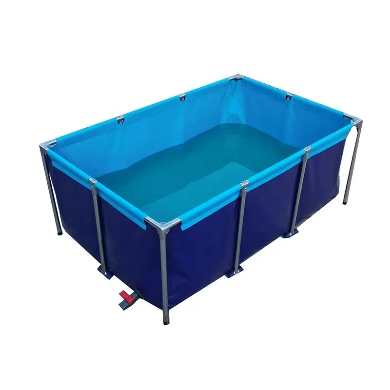 Indoor and Outdoor  Foldable PVC Tarpaulin Fish Farming Tank PVC  Mobile Fish Tanks with Stainless Steel frame