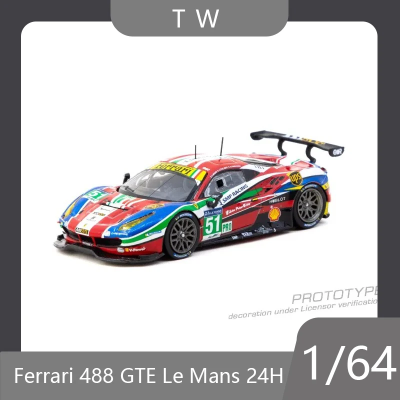 

TW 1:64 Ferrari 488 GTE 24h No. 51 Simulation Die Casting Alloy Car Model Collection Desktop Ornament Boy Toy Birthday Gift
