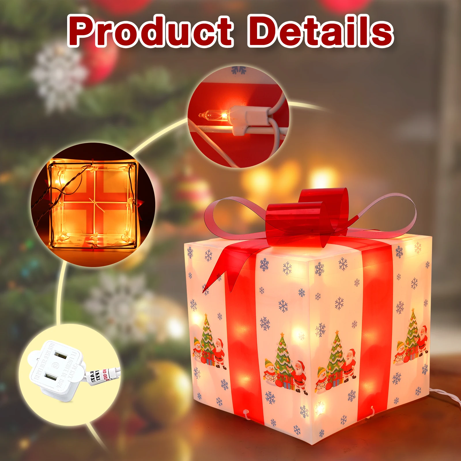 

3 pcs New Year 2025 Christmas Glowing Gift Box Christmas Decoration for Home Party Xmas Decoration Navidad 2024 Gift Decorations