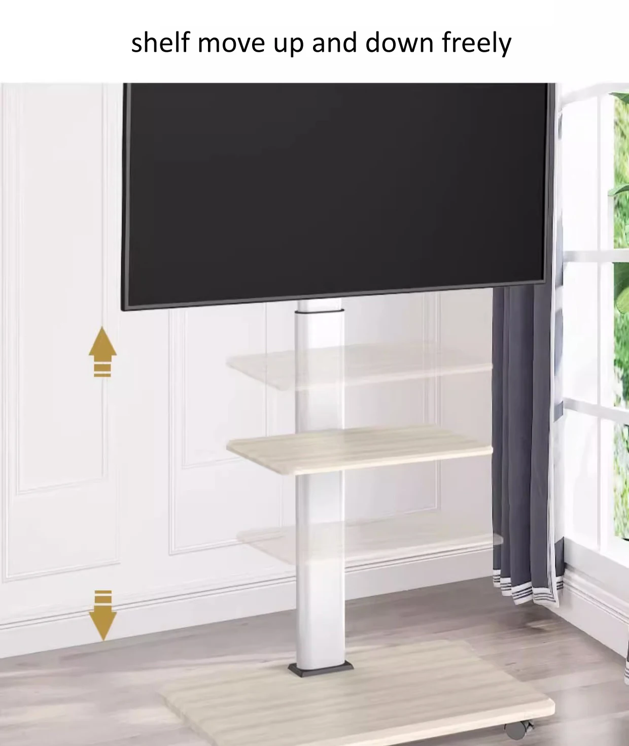 جديد DL-X10 ارتفاع ضبط 40 كجم 32 "-75" LCD TV الطابق حامل عربة عربة 1445 مللي متر مع عجلة الفرامل الأبيض 400x400 600x400 مع الرف