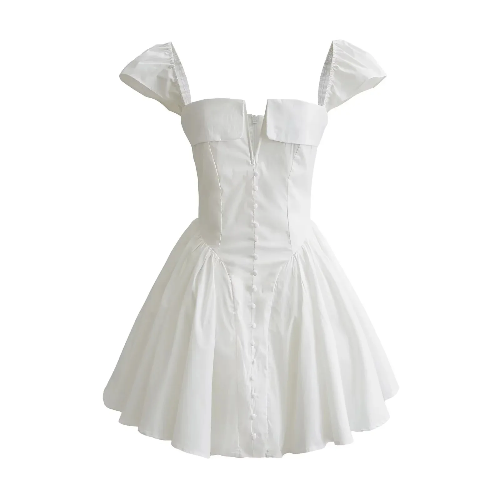 스퀘어칼라 커프스 원피스, 웨이스트라인 미니스커트, 슬림해보이는 A라인, 2025 신상