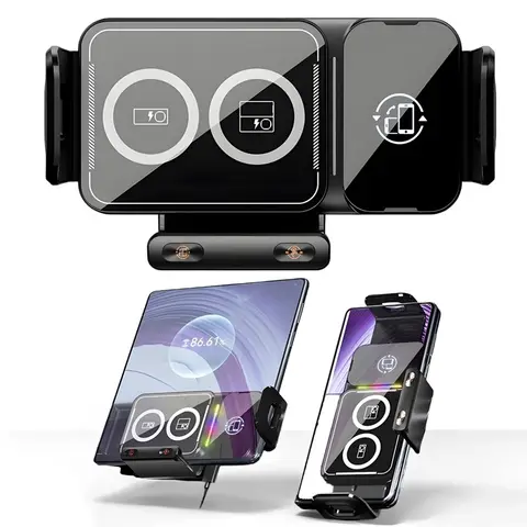 ユニバーサルカーフォンワイヤレス充電ホルダー360 °   サムスンギャラクシーフォールド6 5 4 3 ZフリップS25 S24 iPhone 17 16用回転マウント