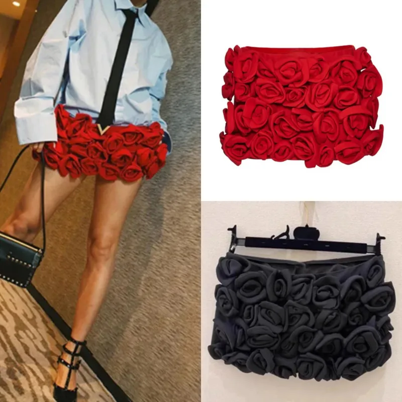 

Rose Short Skirt Women's 2025 Summer Petal Splicing Three Dimensional Sweet High Street Bag Hip Skirt Half Skirt Color Dress New