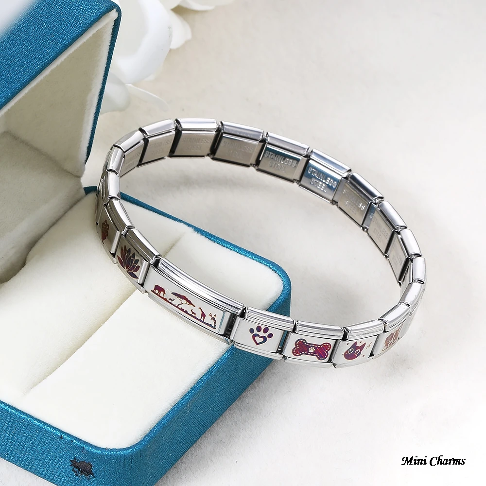 Herz Schmetterling Blume Stern Mond Katze Hund UV-Laser-Gravur Italienischer Charm-Anhänger Passend für 9mm Mode Edelstahl-Armband Schmuck – Detail 4