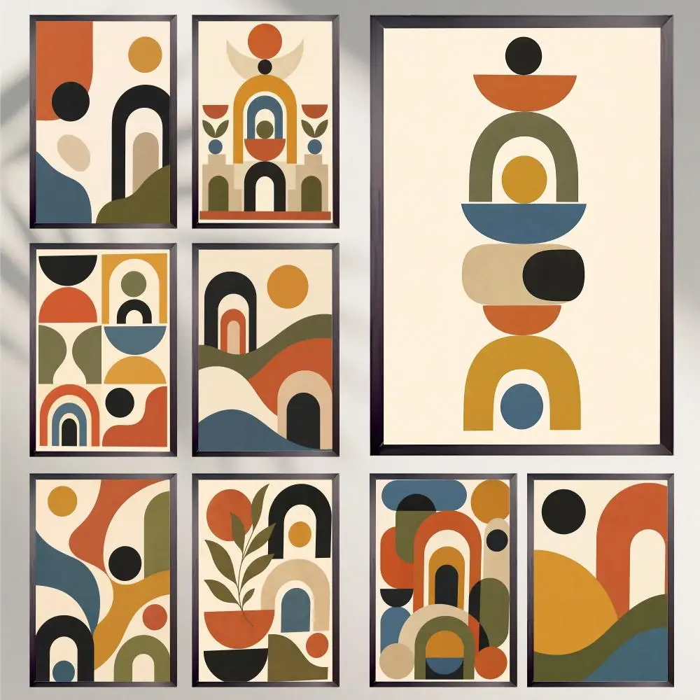 Pastel Abstract Blocks Poster HD Versatile Waterproof Wall Decor Self Adhesive Perfect for Any Room & Ideal Gift