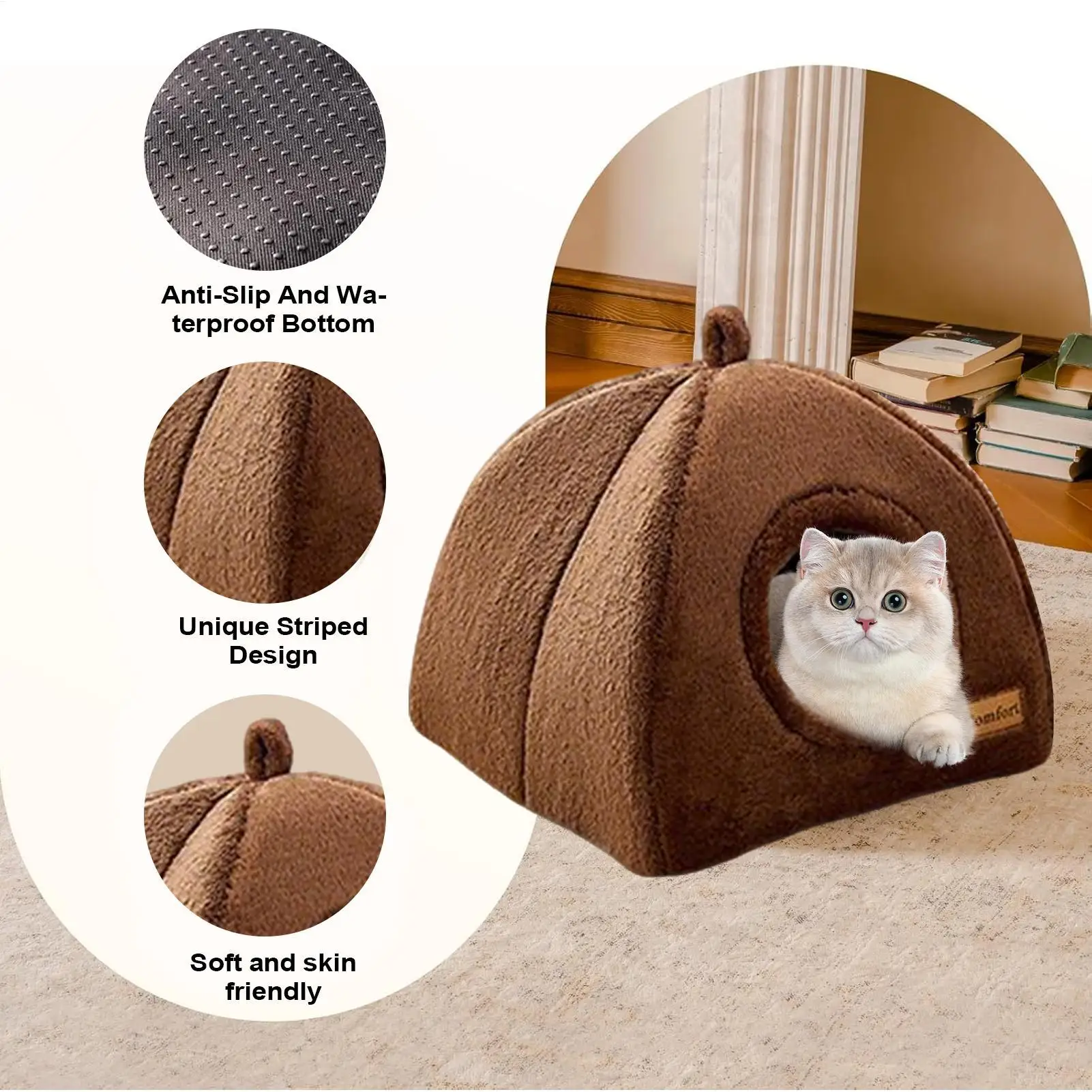 

Кровать для котенка, тепло в пещере, домашние кошки, плюшевое спальное гнездо, товары для домашних животных, зимнее тепловое гнездо для отдыха котенка для маленького, среднего и большого размера