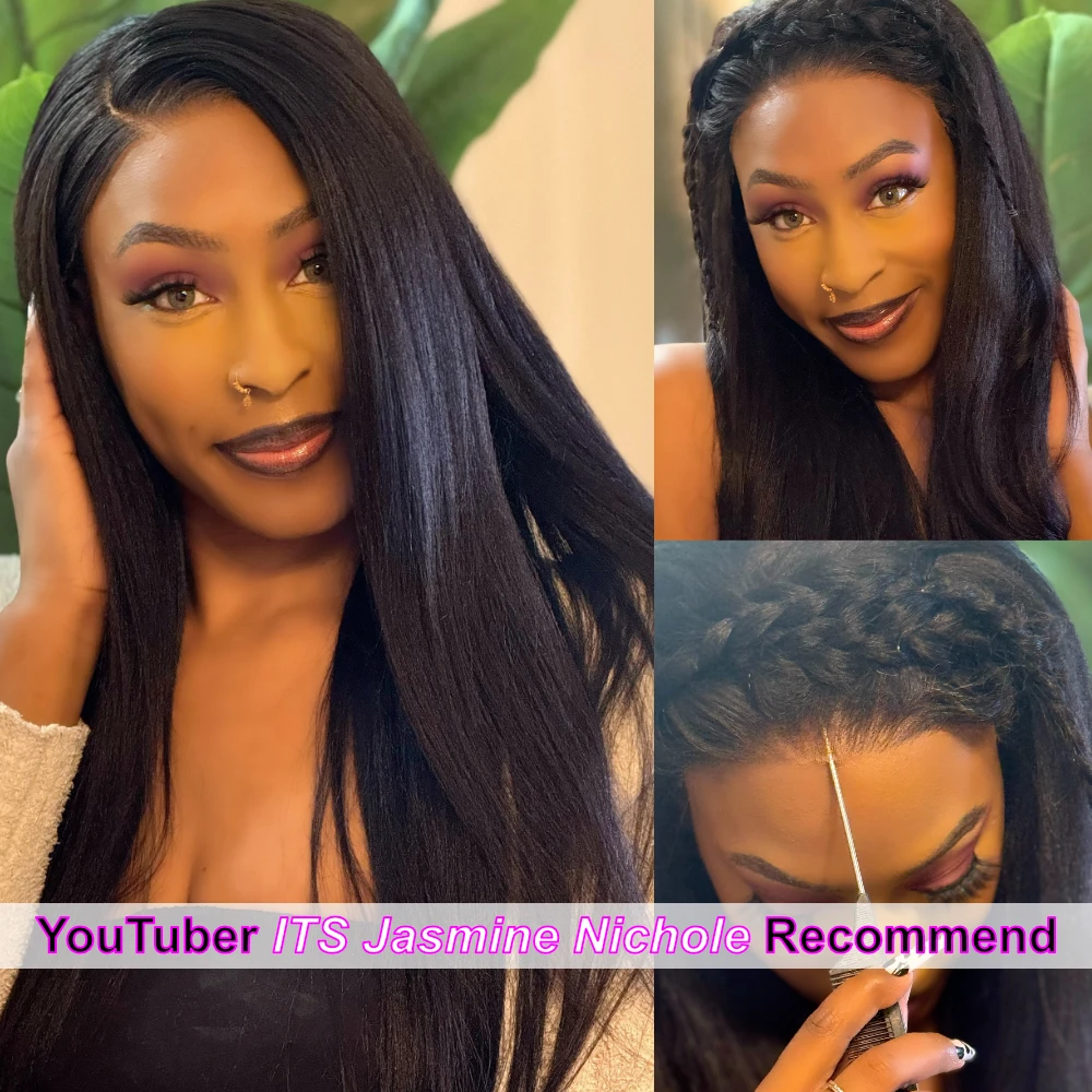 UNice Hair Pre Everything 13x4 Lace Frontal Wig Human Hair Yaki Straight Wear Go Glueless Wig Pre Bleached 7x5 Lace Closure Wig