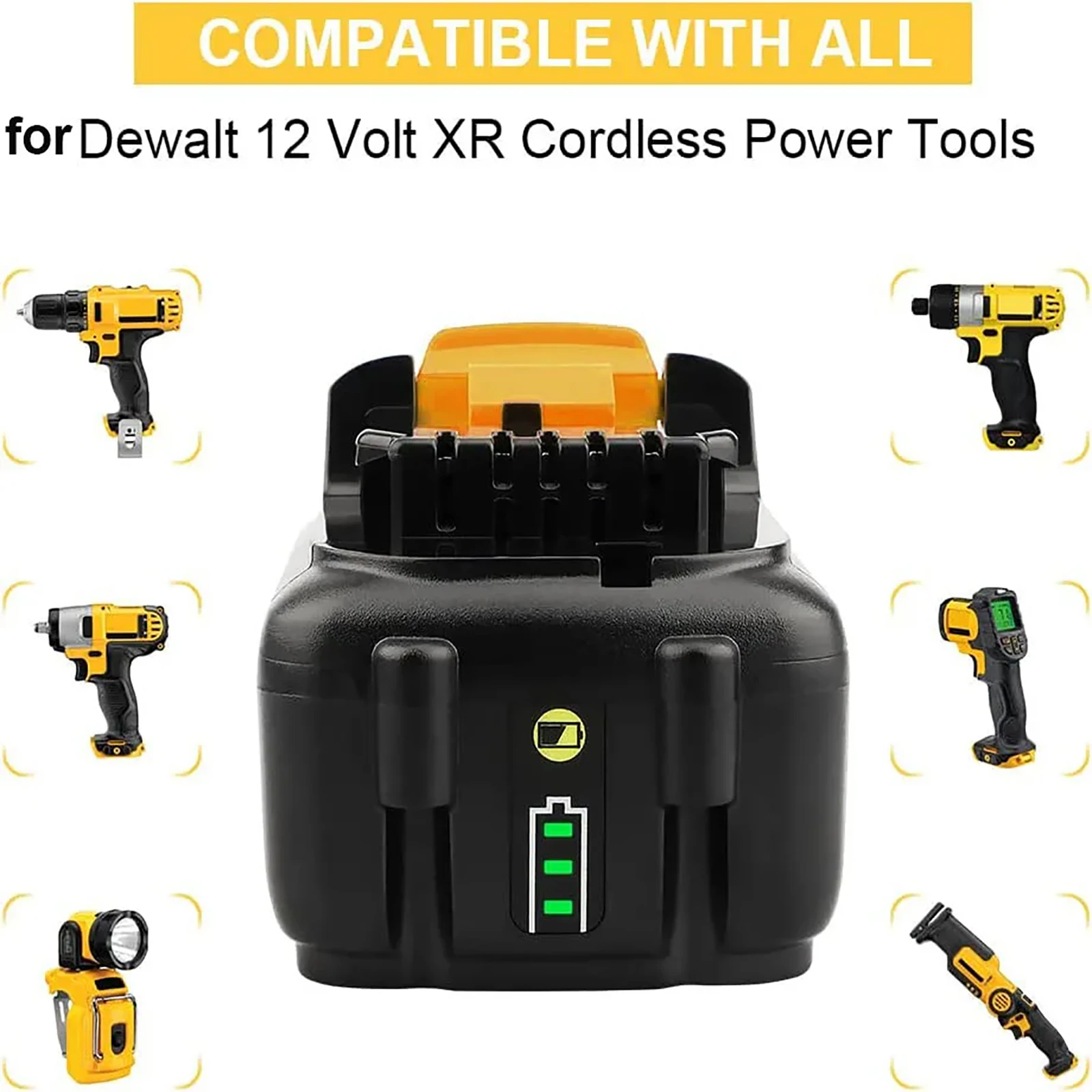 For Dewalt DCB120 Battery 12V 6.0Ah Rechargeable Battery DCB127 DCB121 DCB119 DCR020-GB DCF815D2 Power Tool Replacement Battery