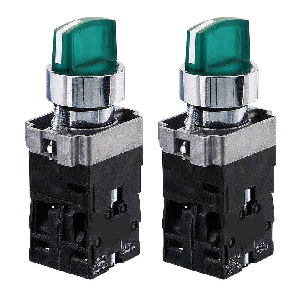 Industrial Grade Three Position Rotary Switch with LED Position Confirmation for 12V 24V 220V 380V Electrical Loads