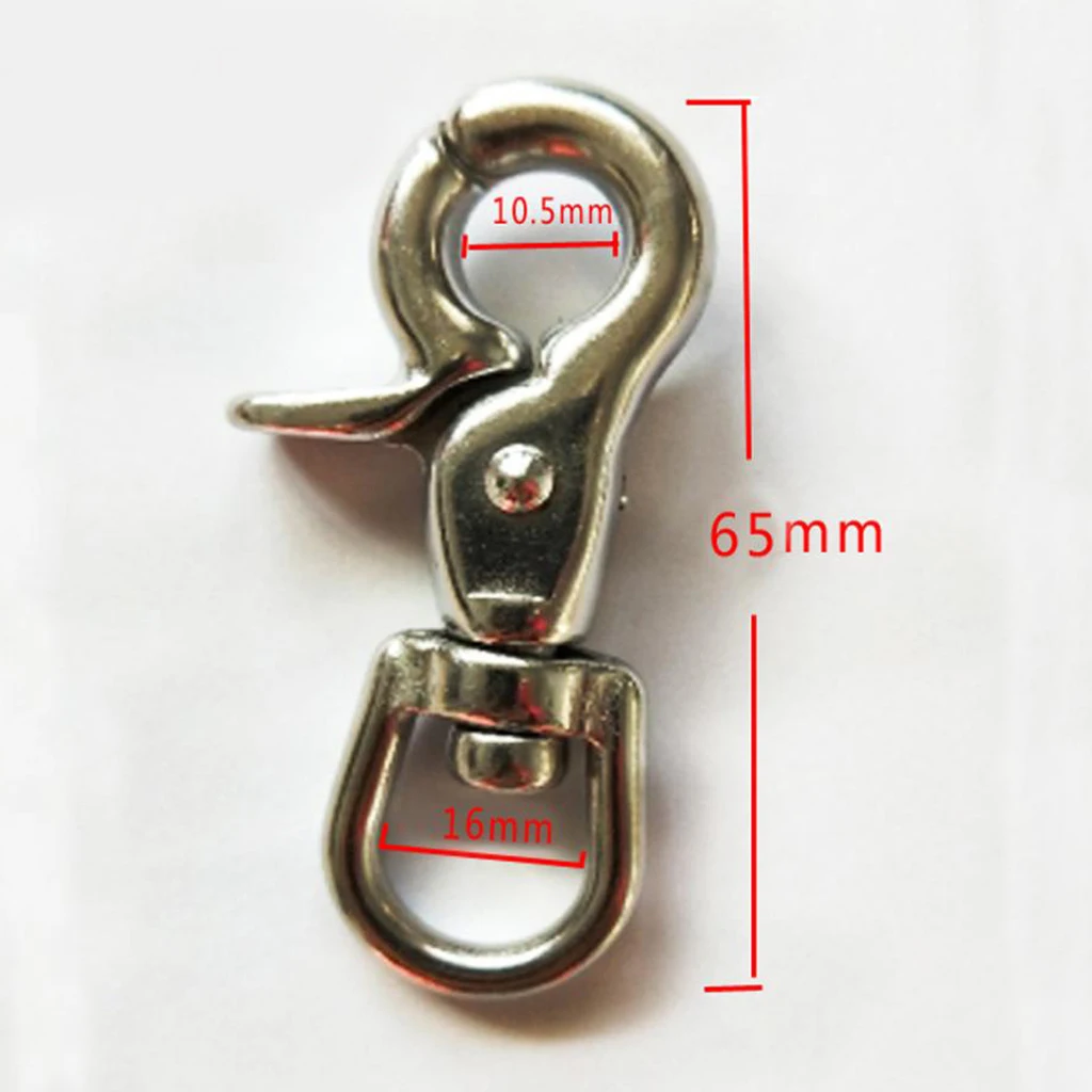 65mm 304 Stainless Steel Spring Fastener Swivel Eye Lobster Clasps Clip Fastener (Silver)