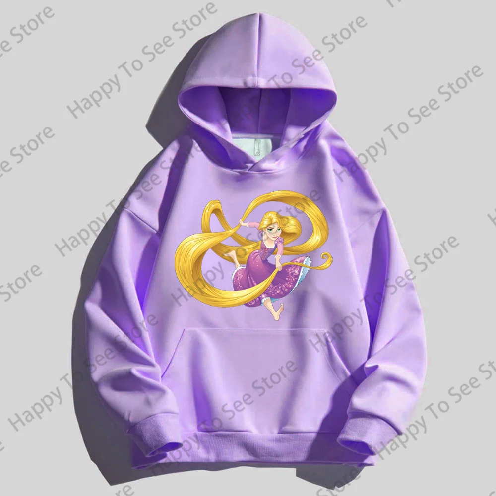 Disney Women\'s Long Hair Princess Pure Cotton Hoodie Spring And Autumn New Cute Long-Sleeved Tops Loose And Comfortable Rapunzel