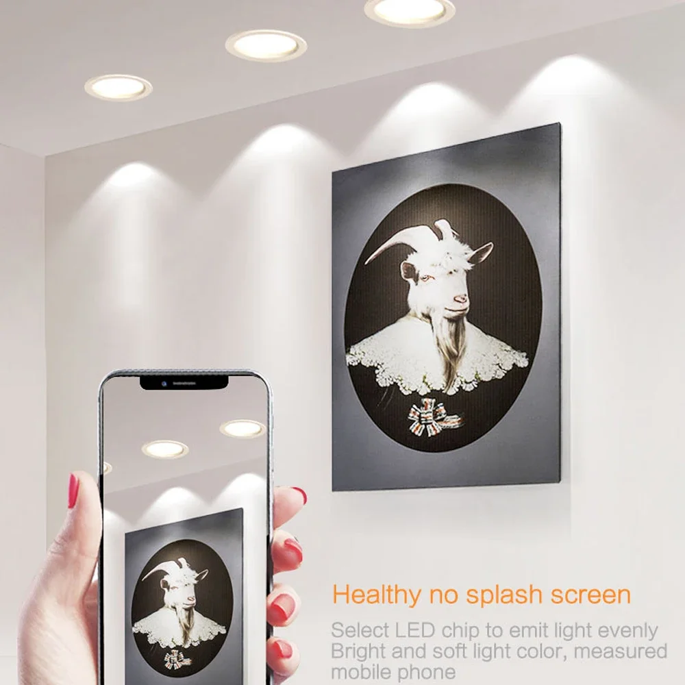 10Pcs/Lot LED Downlight 220V Recessed Round Ceiling Dowm Light Bedroom Indoor Living Room For Home Silver White LED Spot Lamp