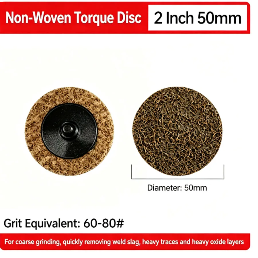 Inch Non‑Woven Torque Disc 50mm Quick‑Lock Nylon Polishing Sanding Disc for Metal Weld Rust Removal