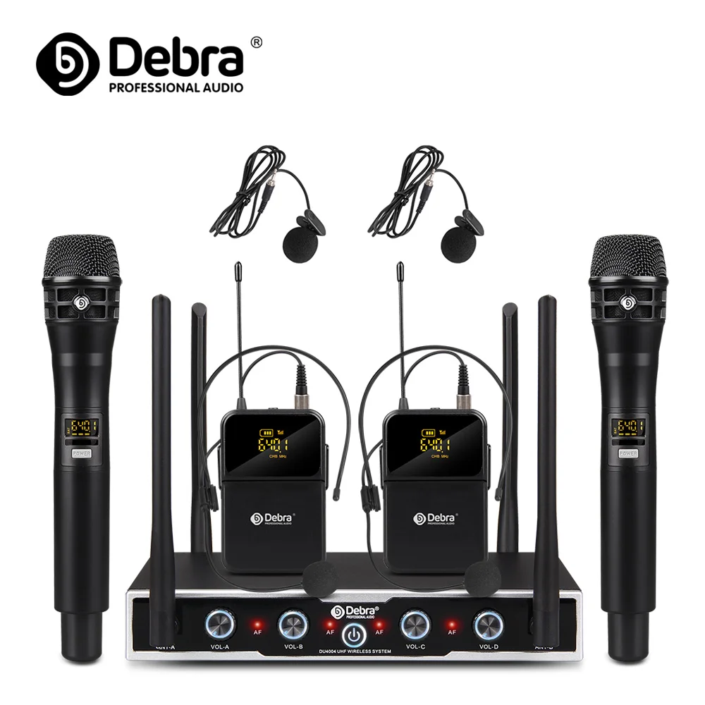 

Debra DU4004 UHF 4-канальная беспроводная конференц-микрофонная система с ручным * лавалер * микрофон-гарнитура для речи караоке