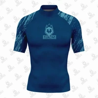 Traje de baño de manga corta para hombre, camiseta ajustada para Surf, ropa de protección UV para gimnasio