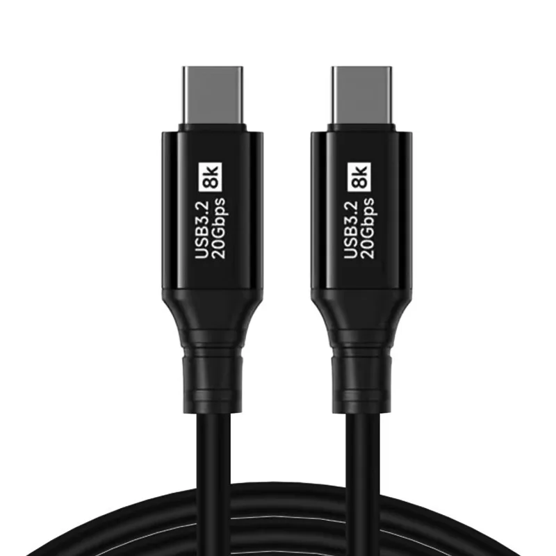 USB 3.2 20Gbps Cable USB-C to C Data Transfer 100W 20V 5A SSD Hard Disk Connector 8K 60Hz Type- C to C Compatible with MacBook