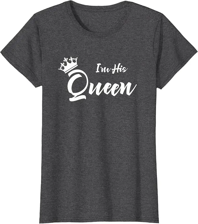 Ich bin ihr König Lustiges T-Shirt für Freund und Freundin Y2k Personalisiertes T-Shirt mit der Aufschrift „Ich bin seine Königin“ Geschenk für Frau, Mann, Jahrestag Kleidung – Detail 17