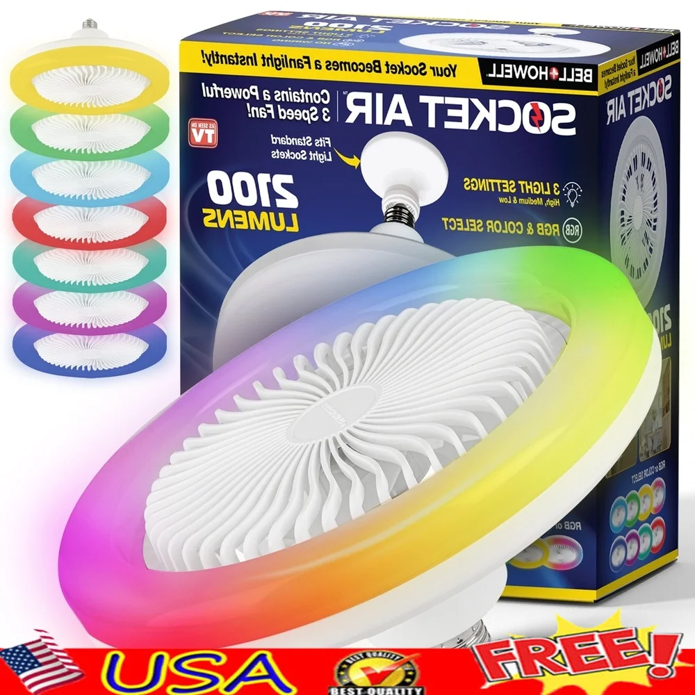 

Розетка Вентилятор Потолочный Светильник Дистанционное Управление Светодиод с регулируемой яркостью 2100 люмен RGB Изменение цвета Внутренний Вентилятор Циркуляционный Светильник