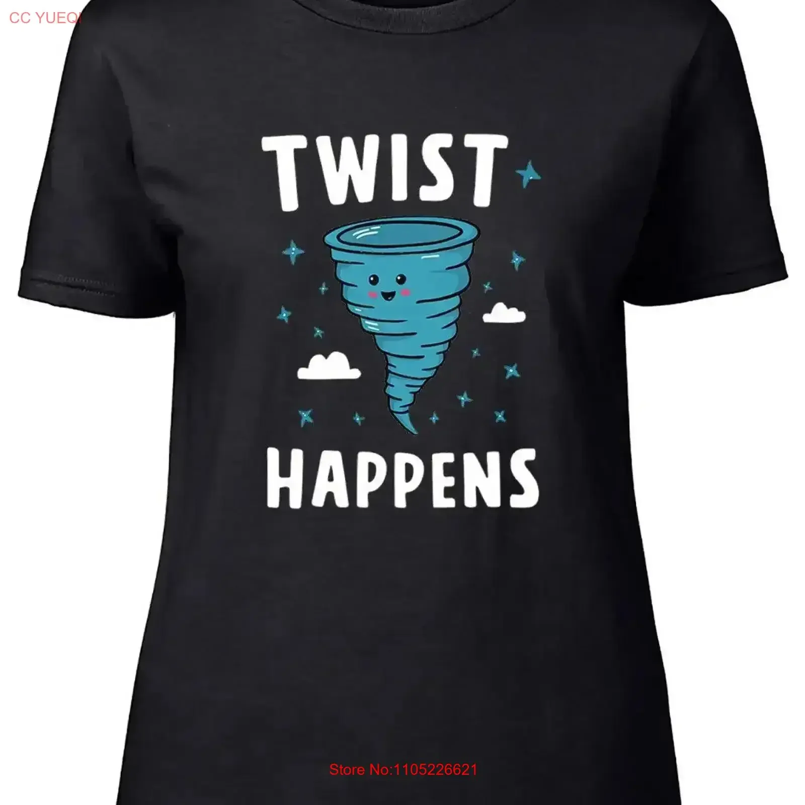Funny Tornado Hurricane Womens T Shirt Twist Happens Ladies vintage Washed Breathable Stylish Top For Everyday Wear Stretched