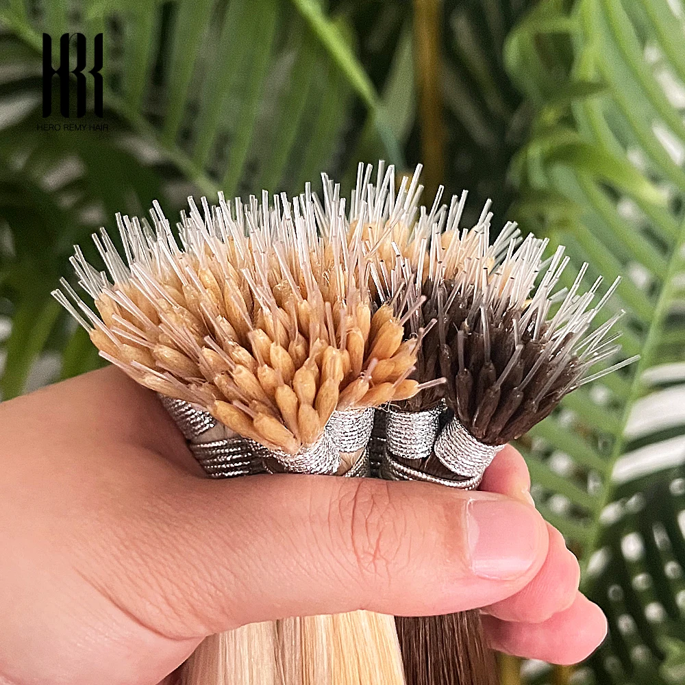 Hero Remy Hair Nano Rings Silicon Plastic Tip Hair Extensions Natural Human Remy Hair Micro Beads Link Extensions 16 - 22