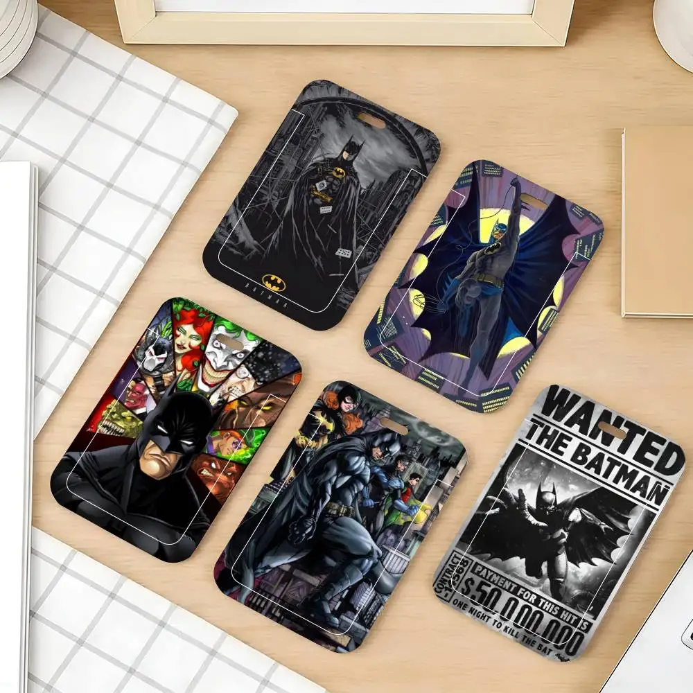 Porta-Cartão de Identidade Anime Cool B-Batman com Cordão para Mulheres, Homens, Porta-Cartão de Trabalho, Estudantes, Crianças, Estojo para Cartões de Ônibus
